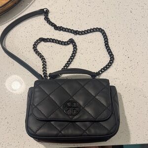 Tory Burch Black Quilted Crossbody Bag with Chain Strap